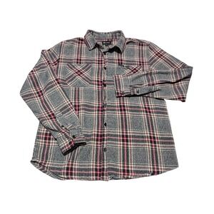 Matix‎ Flannel Shirt Mens Large Grey Red Plaid Button Down Long Sleeve Skater